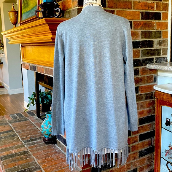 Cardigan sweater open face with fringe by Joseph A. Super cute and warm. - Picture 2 of 6